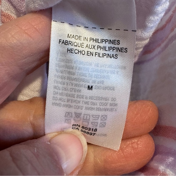 NWT Lucky Brand Cotton Gauze Pink Striped Shirt- M - Picture 4 of 7